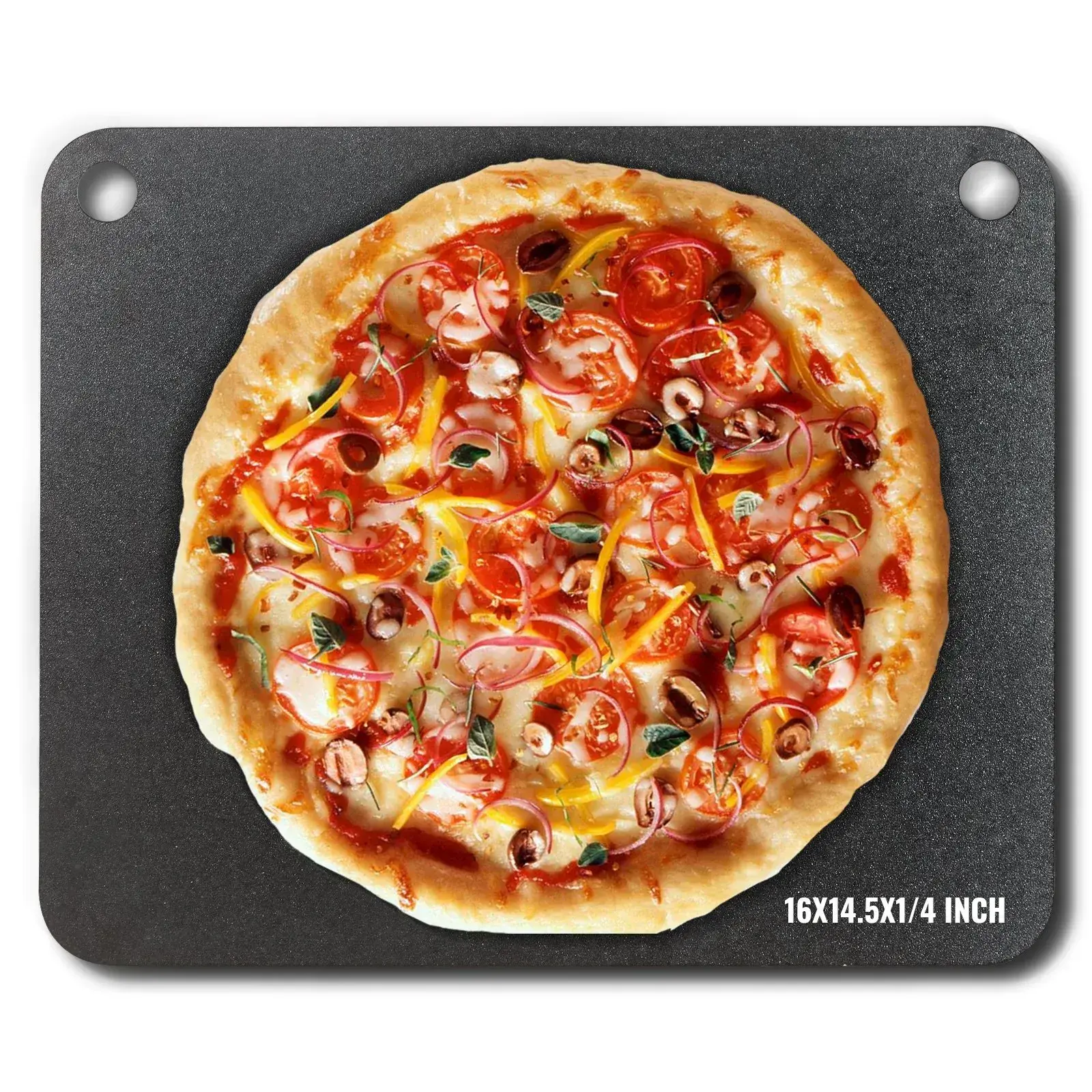 Pre-Seasoned Carbon Steel Pizza Steel Plate (16"x14.5"x1/4"), High Conductivity Baking Tool with 20X Faster Heat Transfer, 2X Heat Capacity, Heavy-Duty Non-Stick for Indoor Oven & Outdoor Grill Baking