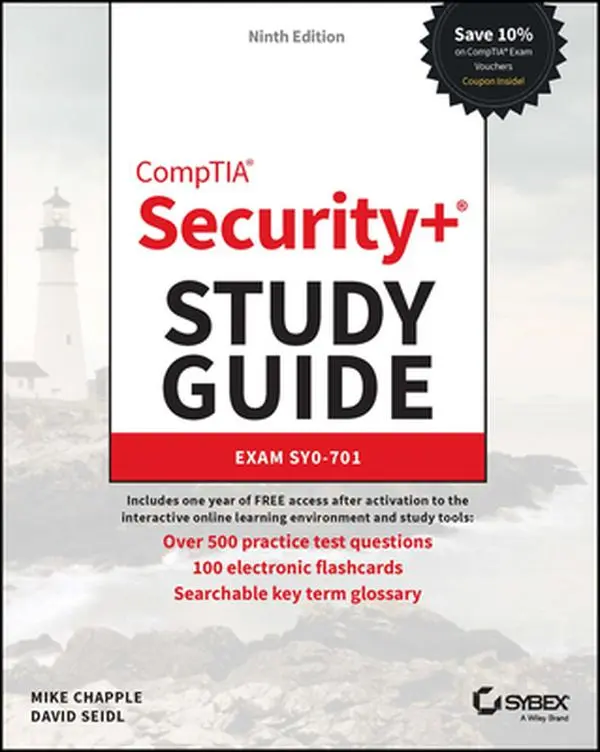 CompTIA Security+ SY0-701 Exam Study Guide (English) - 500+ Practice Test Questions, Complimentary Flashcards, Free Online Learning Environment Access, Key Terms Glossary, Mike Chapple, Paperback, 9.13" h x 7.24" l x 1.34" w