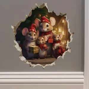 Christmas Family Mouse Hole Decal