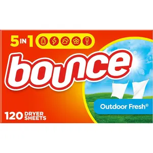 Bounce Fabric Softener Sheets Outdoor Fresh Scent 120 Count Fights Static Cling Reduces Wrinkles Extra Soft Long Lasting Freshness