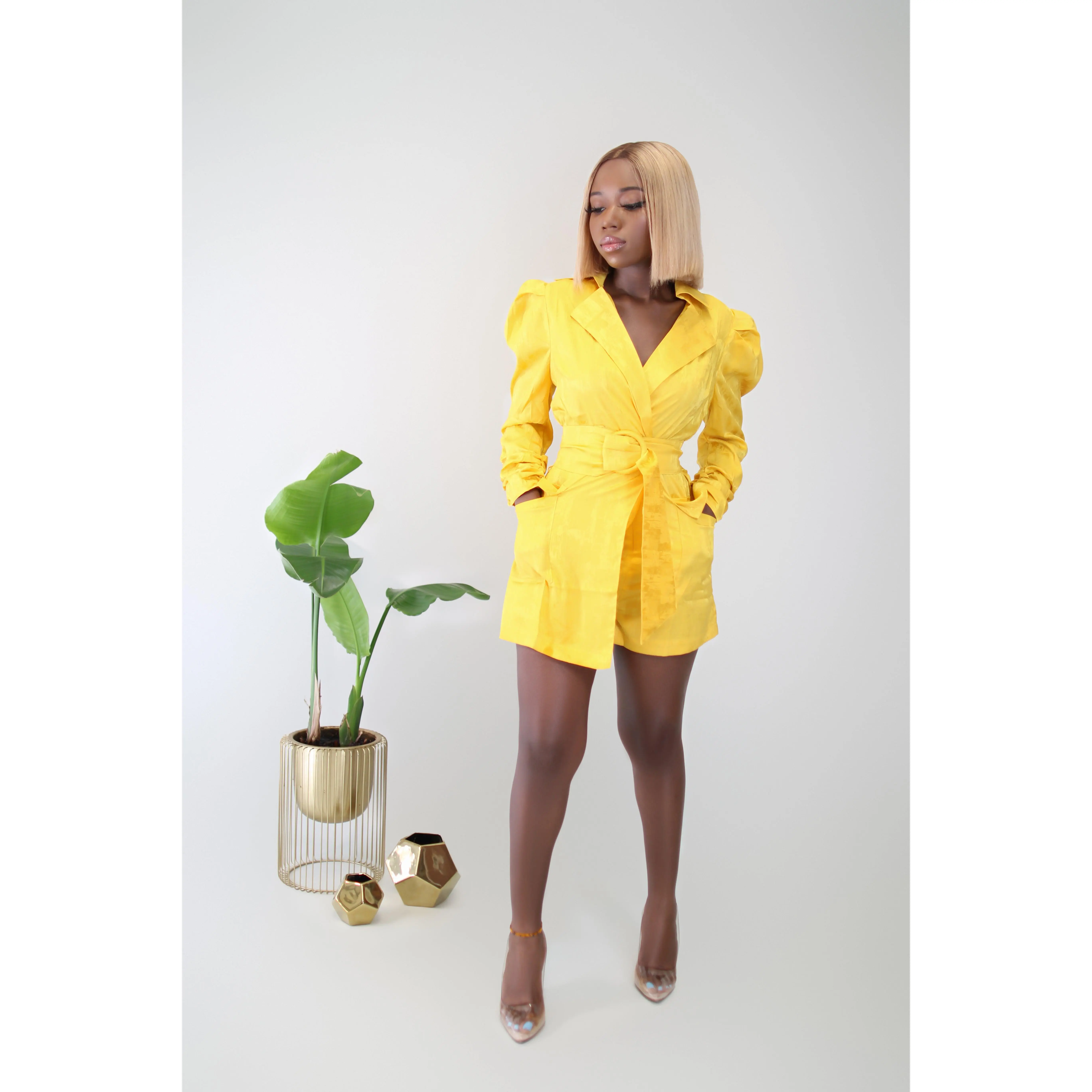 Mari me Blazer Romper- Yellow