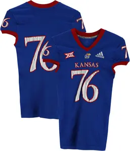 Kansas Jayhawks Team-Issued #76 Blue Jersey from the 2018-21 NCAA Football Seasons - Size L - Fanatics Authentic Certified