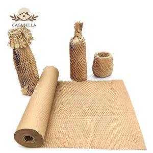 Casabella Expandable Honeycomb Packing Paper, 15" x 131' Eco-Friendly Bubble Cushioning Wrap Alternative for Fragile Moving & Shipping, Instant Protection Roll
