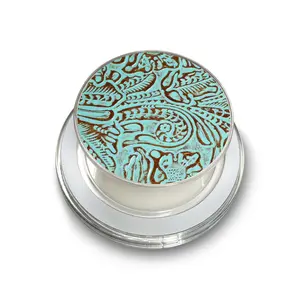 Faux Teal Tooled Leather Magnetic Phone Grip