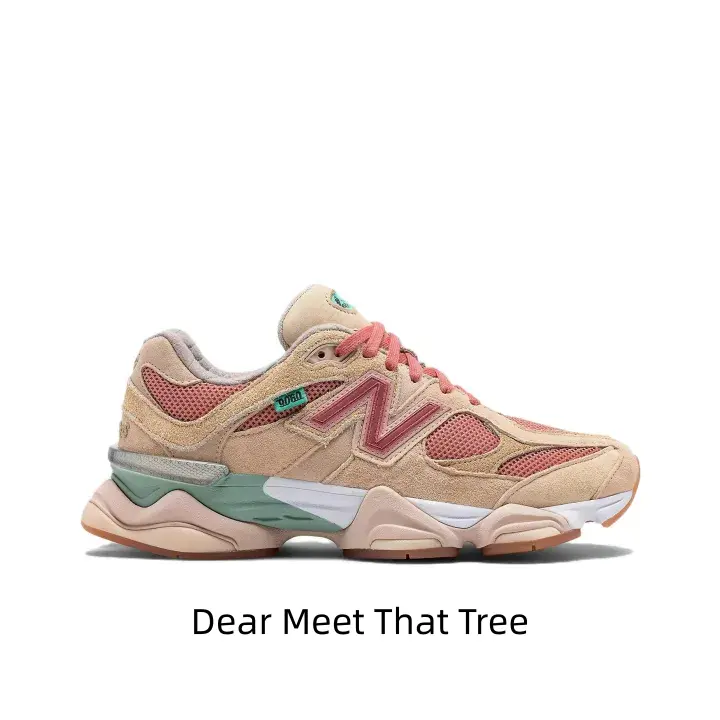 Warm Apricot Tone Sports Collectible Running Shoes, Pink-Green Splicing, Mixed Suede-Mesh Material, Soft Pastoral Vibes, Comfortable for Spring Outings & Daily Casual Wear