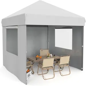 【Christmas Gift】10x10 Pop Up Canopy with 3 Side Walls  1 Roller Bag  3 Adjustable Heights  4 Weight Bags