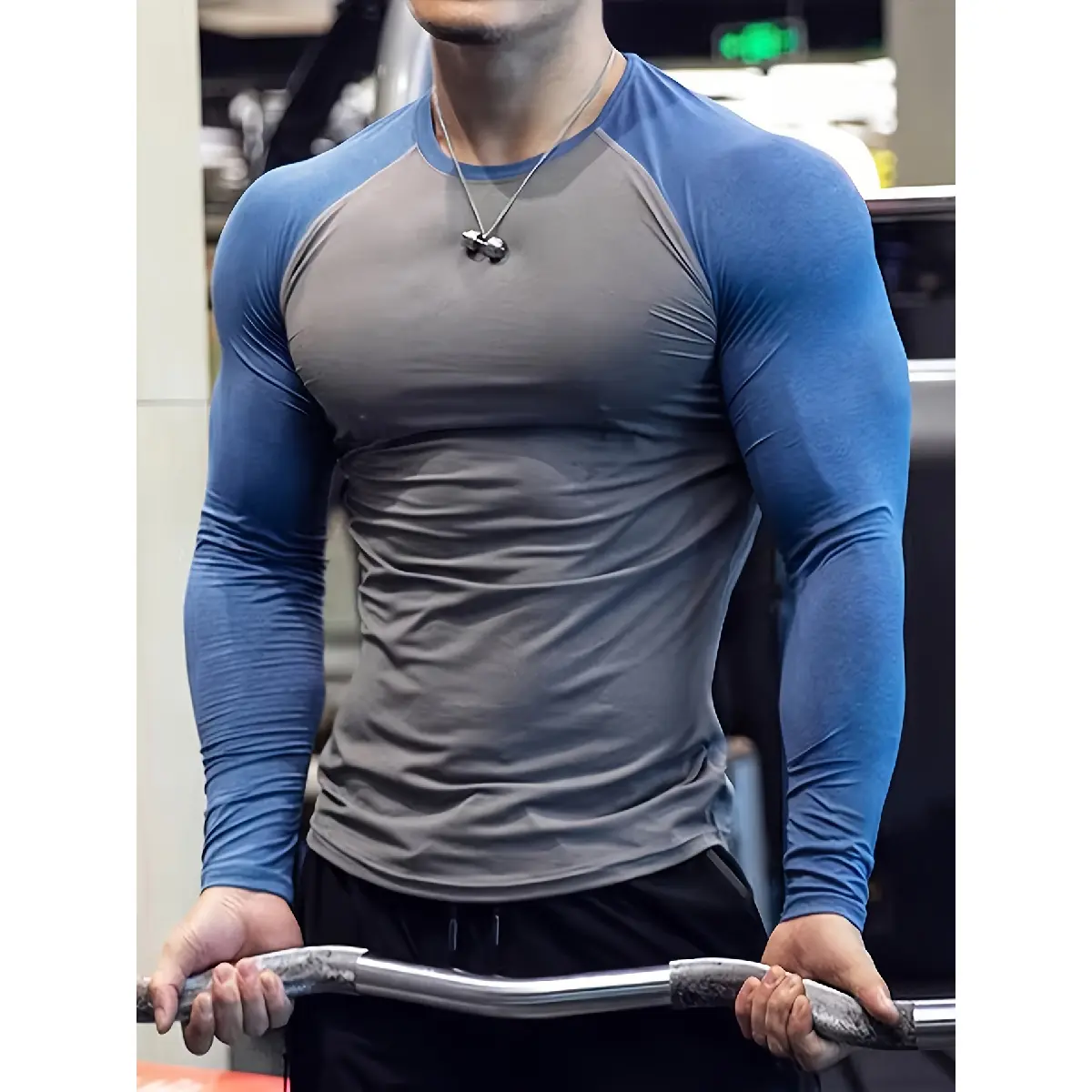 Men's Soft High-Elastic Raglan Long-Sleeve T-Shirt, Athletic Apparel, Casual Sports Top for Sports, Casual Sports Tops