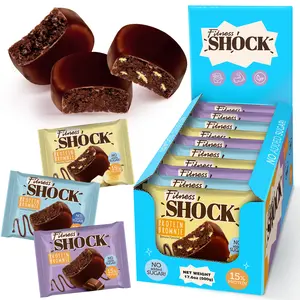 FitnesSHOCK Dark Chocolate Protein Brownie Variety Pack – Low Sugar Dessert Snack (2g Total Sugar, No Added Sugar) – Banana, Coconut & Dark Chocolate – Healthy Snack Pack – 10 Count