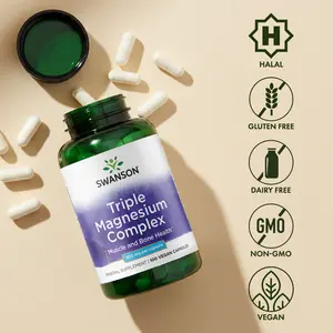 Swanson Triple Magnesium Complex 400 mg 100 Vegan Capsules for Muscle Bone Health & Cardiovascular Support US Made
