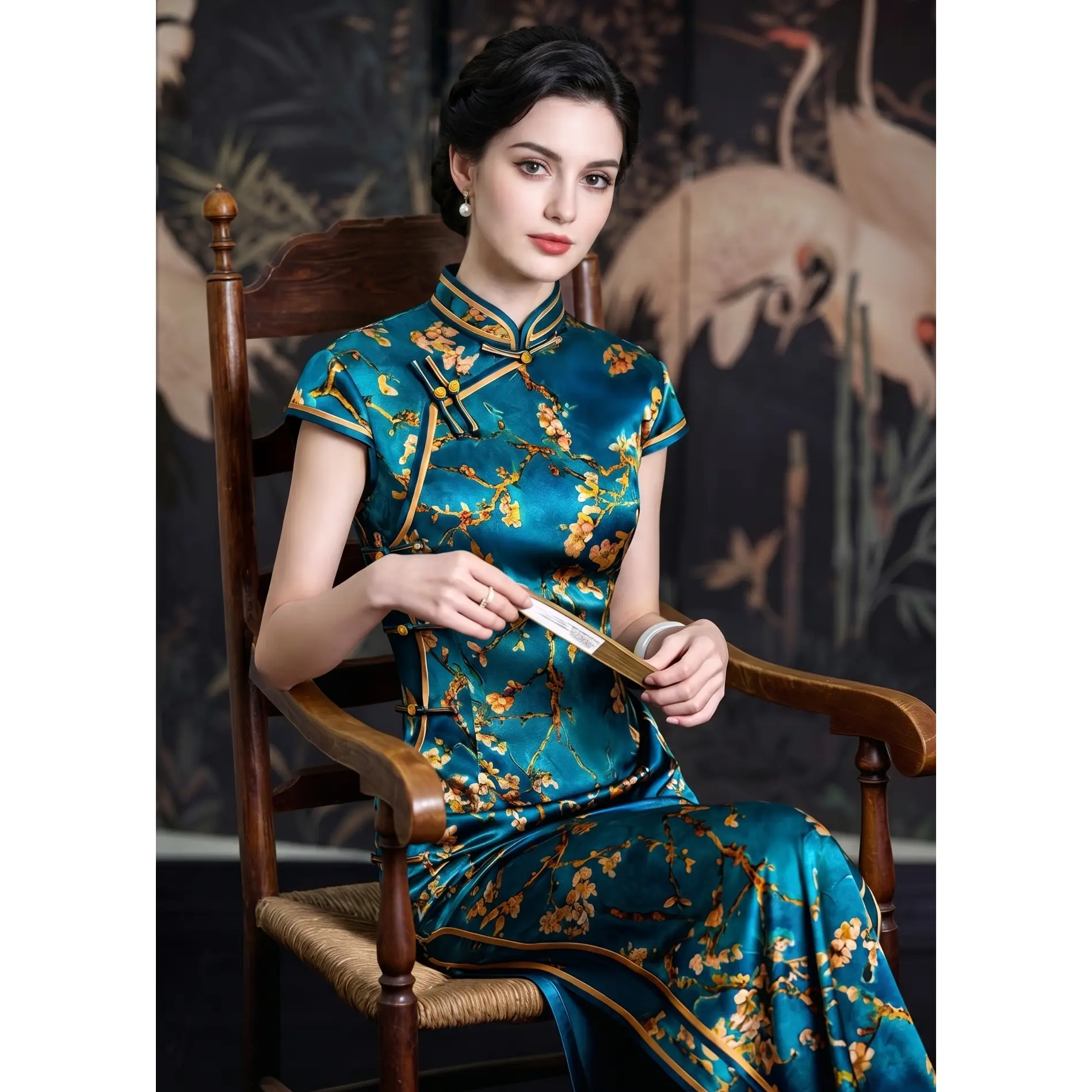modern oriental dress Chinese Traditional Oriental Dress Summer Black Modern Elegant Cheongsam Qipao