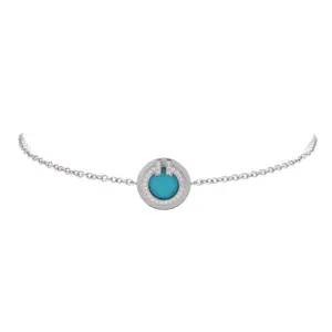 Pre-owned Tiffany & Co. T Circle Chain Bracelet 18K White Gold with Turquoise and Diamonds by Rebag