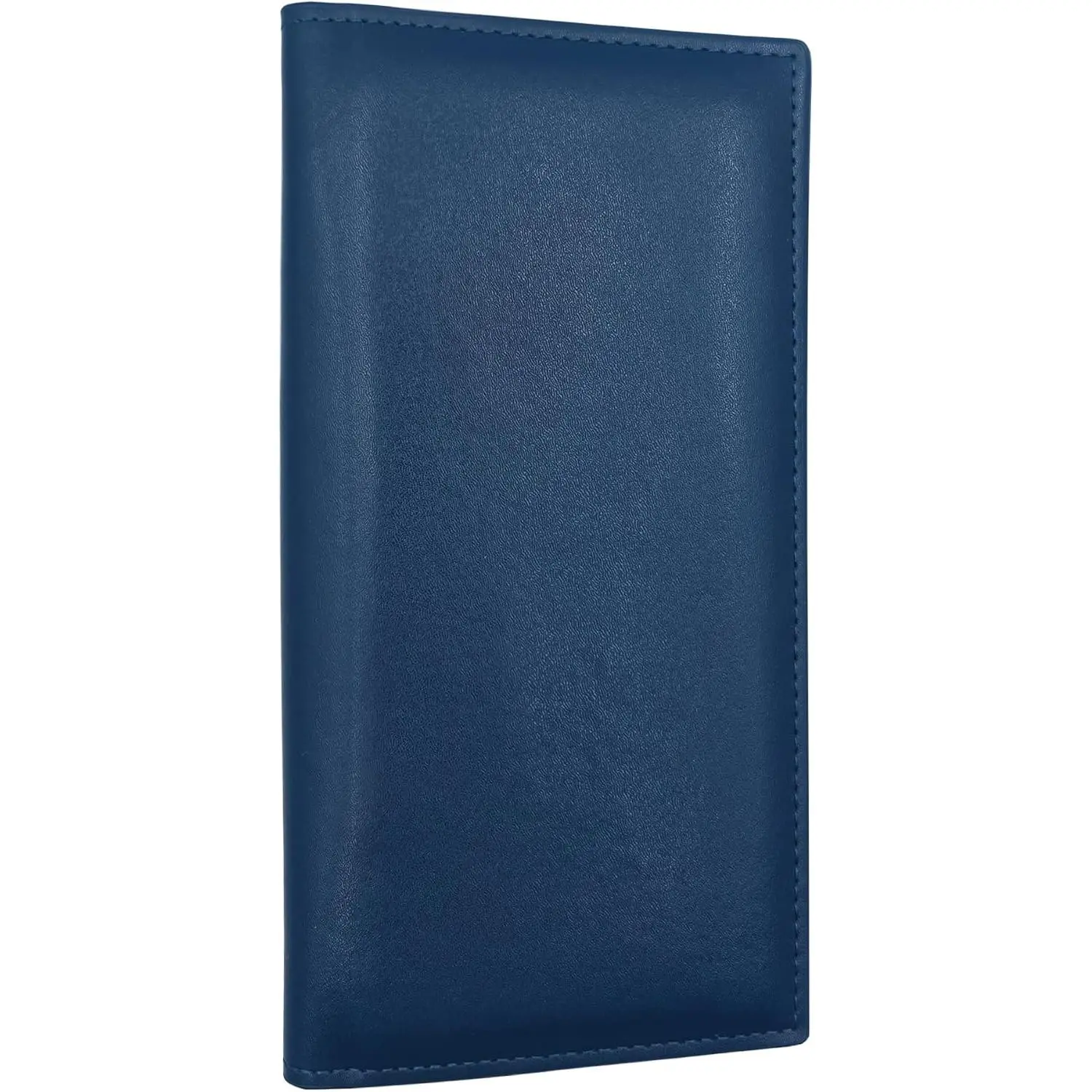 Leather Checkbook Cover for Personal, Check Holder Wallet with Pen Holder & Clear Divider for Duplicate Checks (Men & Women) (Dark blue)
