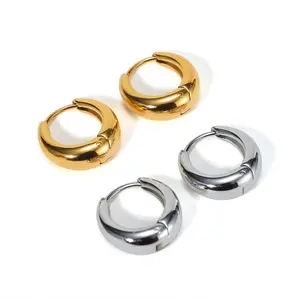 OUFER BODY JEWELRY 2-Piece Stainless Steel Unisex Earrings Set, Minimalist Trendy Jewelry with Durable Shine, Simple Elegant "Less is More" Clean Metal Style, Ideal Gift for Women for Daily Wear or Parties
