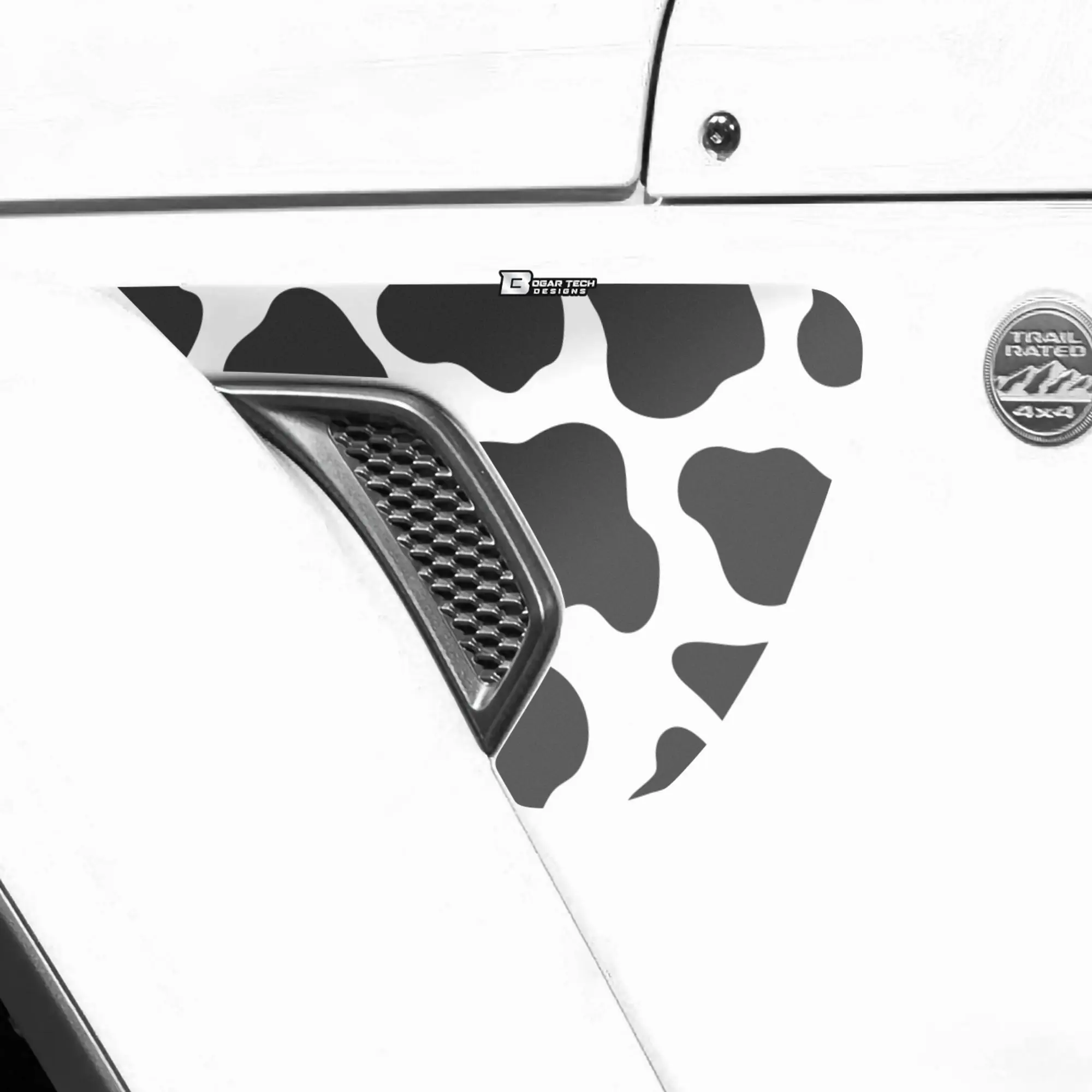 Precut Side Fender Vent Animal Cow Print Vinyl Decal Stickers Fits Jeep Wrangler 2018-2026 and Gladiator 2020-2024