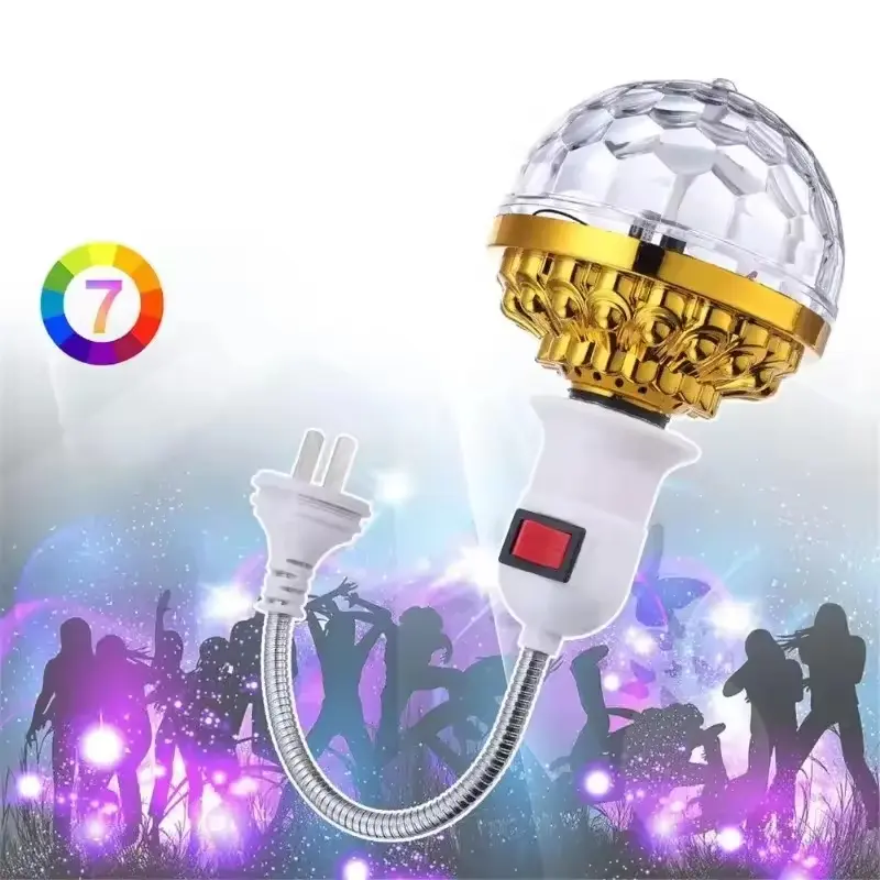 Energy-Saving Beaded LED Flashing Decorative Light Ball - 1-Piece, E27 Base, AC Power Supply Plug-in Strobe, Rotating Effect, Festive Home Decor for Christmas Parties, Nightclub, Karaoke, Pool Parties