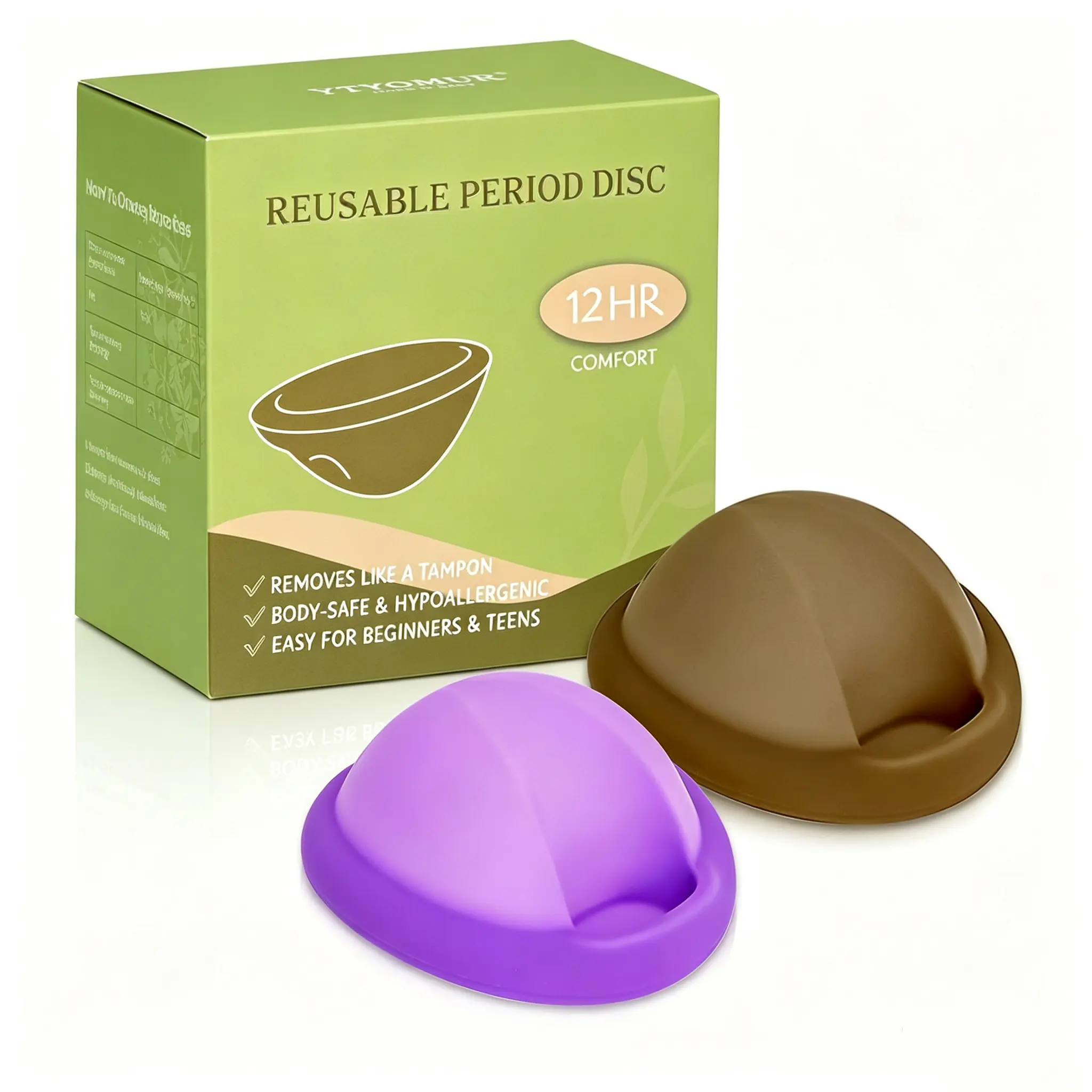 Reusable Menstrual Disc - Soft & Comfortable, Leakproof Menstrual Cup Alternative - Set of 2