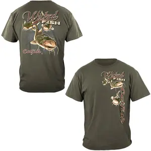 Wicked Fish Catfish Fishing T-Shirt – Vintage Catfish Graphic Tee Outdoor Fishing Apparel, 2-Sided Shirt for Anglers & Southern Fishing Fans, Perfect for Night Fishing & Casual Wear USA