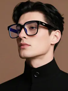 Men's Transparent Square Frame Glasses, Casual Versatile Eyewear, Transparent Lens Glasses, Square Eyeglasses, Perfect for Travel, Business, Daily Wear, Outdoor Activities, Stylish Square Frames