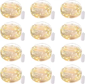 12 Pack LED Fairy Lights Battery Operated String Lights - 7ft 20LED Waterproof Silver Wire Firefly Starry Moon Lights for DIY Crafts Wedding Table Centerpieces Party Bedroom Valentines Day,Happy New Year