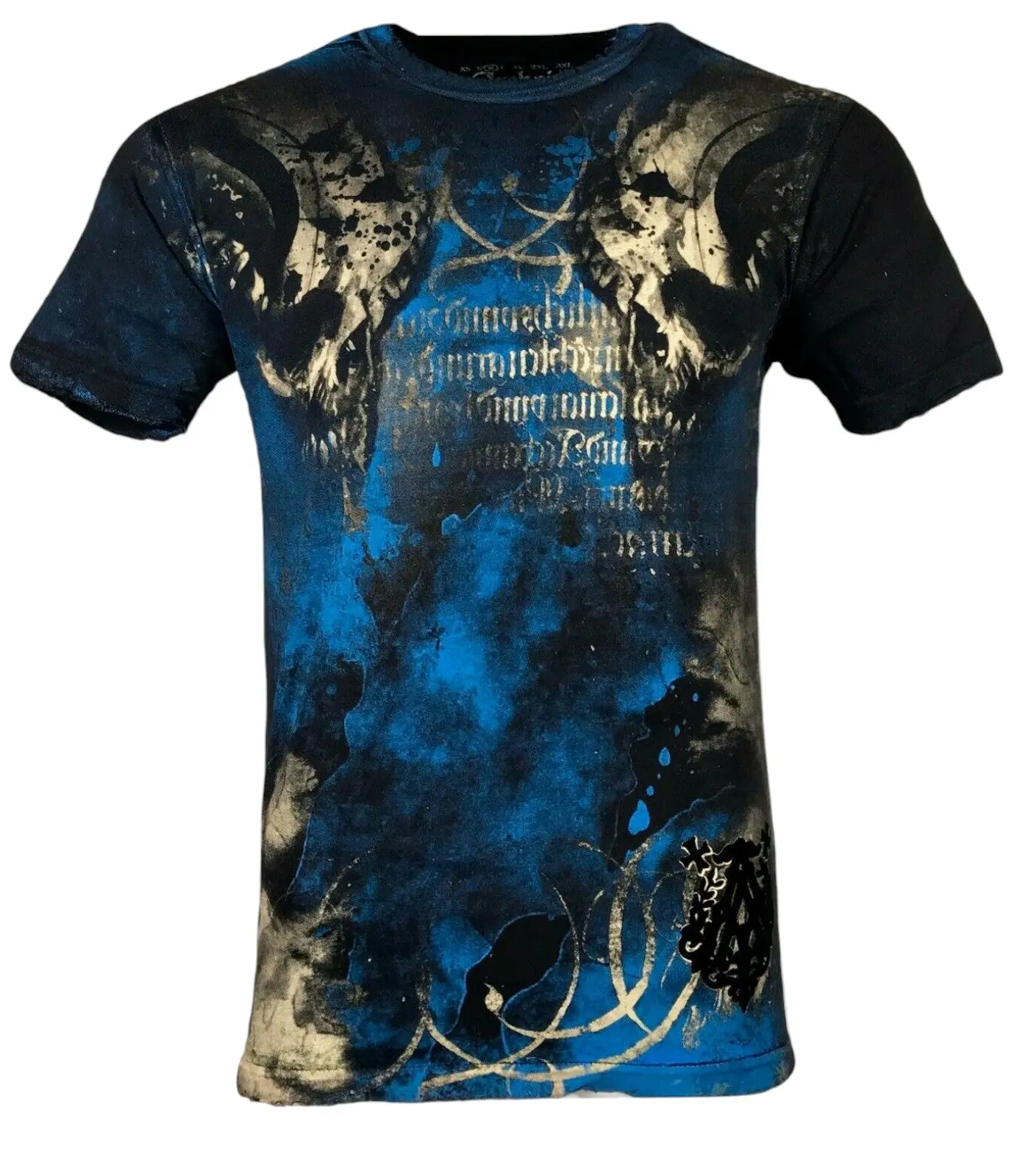 ARCHAIC Men's Newman Black Graphic Print T-Shirt, a Fitted Cut Crew Neck Fashion Top in 100% Cotton with Front & Back Print - Made in USA, Short