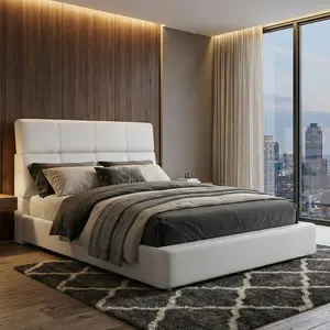 Vice Contemporary Upholstered White Leatherette Bed - By FOA