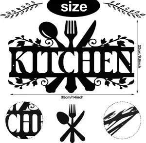 Kitchen Metal Sign - Rustic Farmhouse Wall Decor Sign, Weatherproof Cold-Rolled Steel, 14 x 8.8 Inches, Ideal for Kitchen Backsplash & Dining Room