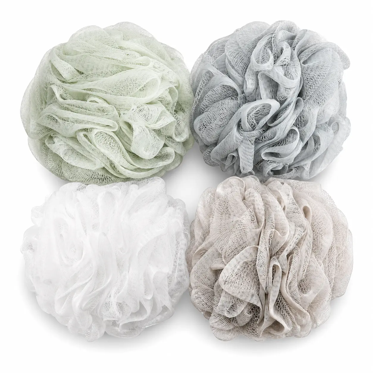 Bath Sponge Shower Loofahs Pack of 4 | 60g Mesh Pouf Bath Scrunchies, Body Wash Puff & Shower Puff for Men, Women, Adults & Daily Bath Care
