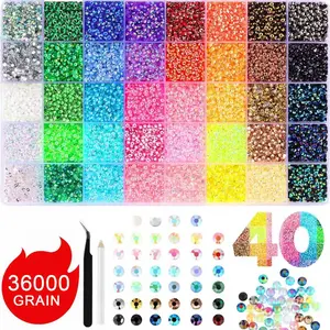 36000Pcs 40 Colors Jelly Rhinestones 3mm Multicolor Resin Flatback Gems for Bedazzling Diamond Art Jewelry Crafting Book Shoes Nail Art