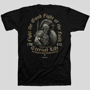Kerusso Christian T-Shirt Fight The Good Fight Black Casual