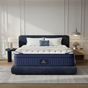 SUAYEA Sleek Series 12/14/16 inch Queen/King/California King Size Mattress in a Box, Medium-Firm Hybrid with Pocket Springs & Gel Memory Foam, Reinforced Edge & Back Support, Cloud Quilt Comfort