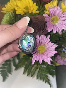 Iridescent Abalone Shell Silver Photo Locket - Random Pull