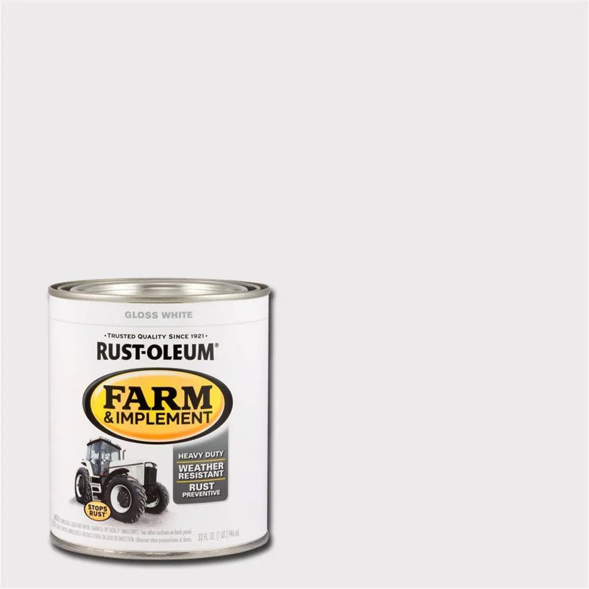 Rustoleum 280105 Oil-Based Farm Paint, Gloss White, 1 Qt, Chip Resistance, Color-Retentive, Superior Rust Protection, for Metal & Wood Automotive/Motorcycle Paint Care Applications