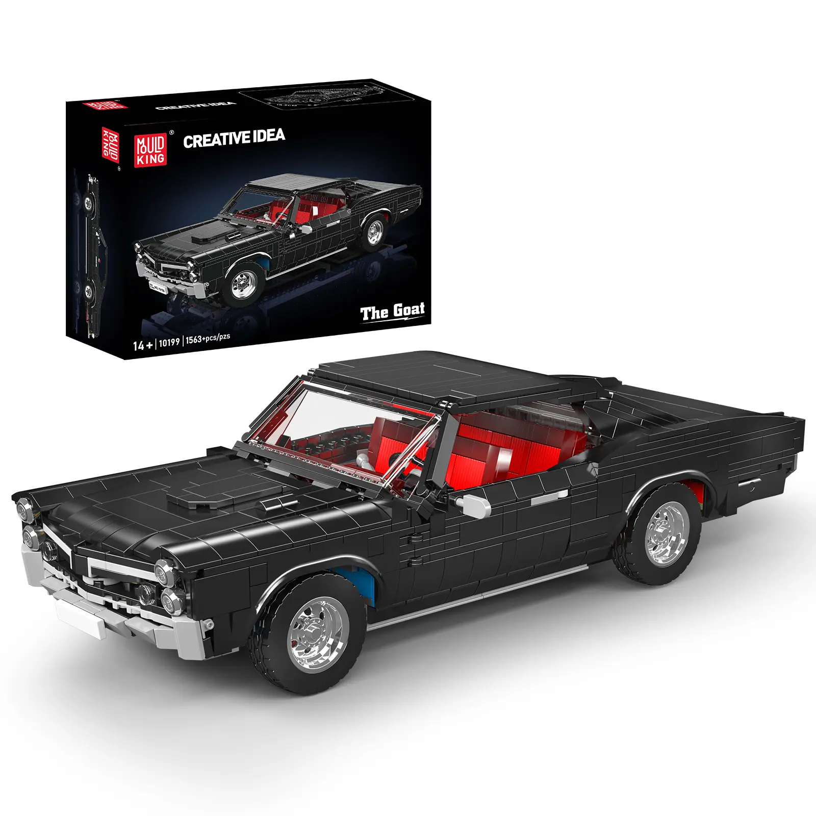 Mould King 10199 Retro Muscle Car Static Construction Model, 1563-Piece DIY Building Blocks Kit, Collectible Toy for Valentine's Day Gift Idea, Diy Model Kit