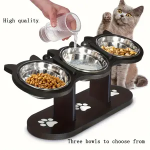 Elevated Pet Bowl for Cats Puppies, Adjustable Dry Food Water Feeder with 3 Stainless Steel Stands
