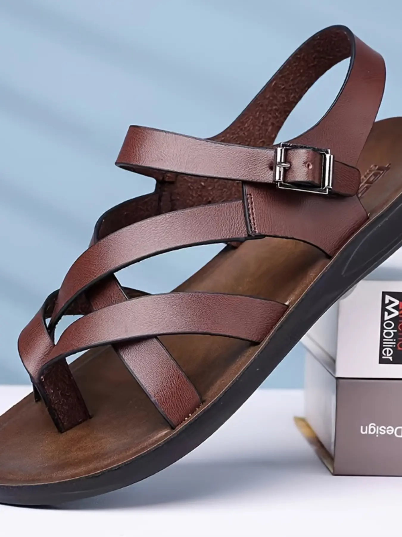 Men's Casual Fashion Summer Sandals, Stylish Summer Footwear, PU Leather Strappy Sandals, Round Toe, Solid Color, Medium Width, Affordable Sandals