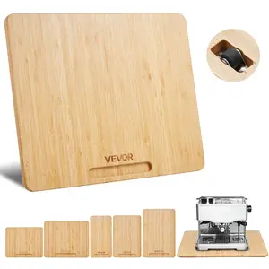 VEVOR Thick Wooden Appliance Rolling Slider Tray, 13x16-in Medium Size, Silent Rubber Wheels, Tile-Safe, Hollow Handle, Easy to Clean, for Coffee Makers, Kitchen Countertops
