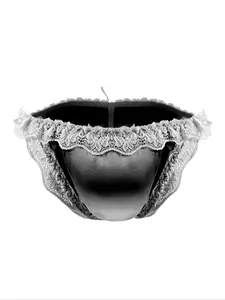 Men's Erotic Lace Trim Fitted Plain Briefs Underwear with Bow Tie Design, Comfortable & Stylish Lingerie for Everyday Wear, Perfect Gift Idea