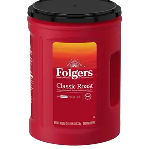 Folgers Classic Medium Roast Ground Coffee 43.5 oz Bean Beverage - Ground Coffee, Ambient Flavor, No Cholesterol, No Artificial Ingredients