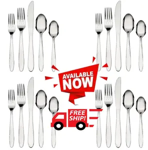 M.a.i.n.s.t.a.y.s Breck 20-Piece Stainless Steel Flatware Set, Silver, Service for 4, Dining utensils