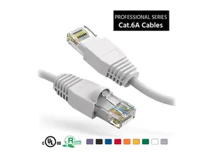 Nippon Labs 50Ft Cat6A UTP Ethernet Network Booted Cable, 24AWG 50 Feet Gigabit LAN Network Cable RJ45 High Speed Patch Cable, White, 60CAT6A-50WT