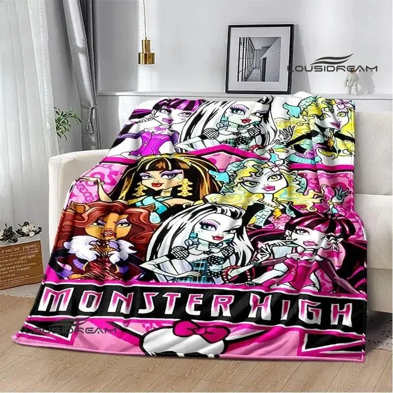Monster High Flannel Blanket - Ultra Soft, Cozy Warm, Creepy Cute Style for Draculaura & Frankie Fans, Teen Girl Gifts, Bedroom Throw for Home Use