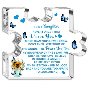 Daughter Gifts for Sister,  Personalized Engraved Acrylic Plaque, Birthday Daughter Christmas Gifts for Daughter (to daughter), white, Acrylic Puzzle Plaque