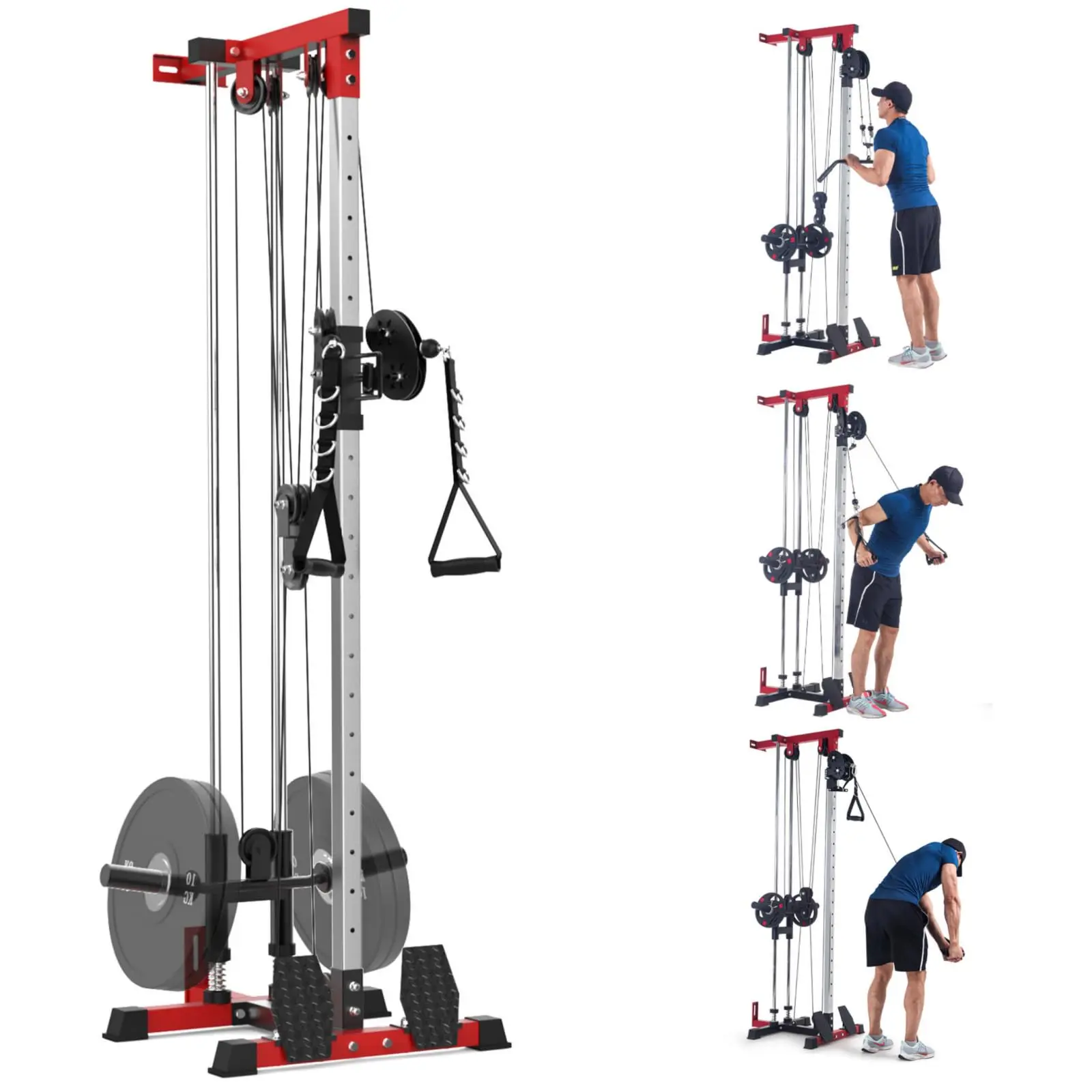 Wall Mounted Cable Machine, Double Cable Crossover Pulley Machine, LAT Pulldown Machine with Adjustable Pulley System with 20 Height Settings for Full Body Strength Training