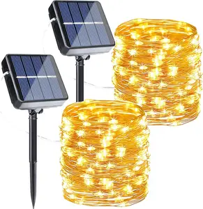 Solar Fairy Lights, 2-Pack Total 80FT 240LED Solar String Lights Outdoor Waterproof 8 Lighting Modes for Patio Fence Party Garden Yard Home Holiday Tree Outdoor Decoration (Warm White)