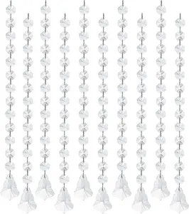 1ft  Garland Strands,Hanging Chandelier Maple Leaf  with 14mm Clear Octagon Chain Decorations for Christmas, Winter Party,Chandelier Centerpiece(10 Pack)