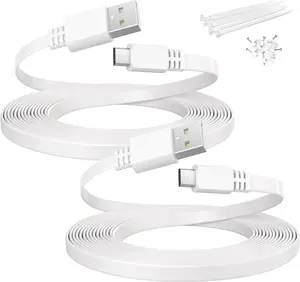 Itramax USB to Micro USB Extension Cable 30FT 2Pack,Extra Long Flat Charging Power Extender Cord for Wyze Cam V4/V3,Blink Mini/Xt2/Outdoor 3,Ring Indoor/Stick Up/Spotlight Plus,Eufy,Petcube Camera 360
