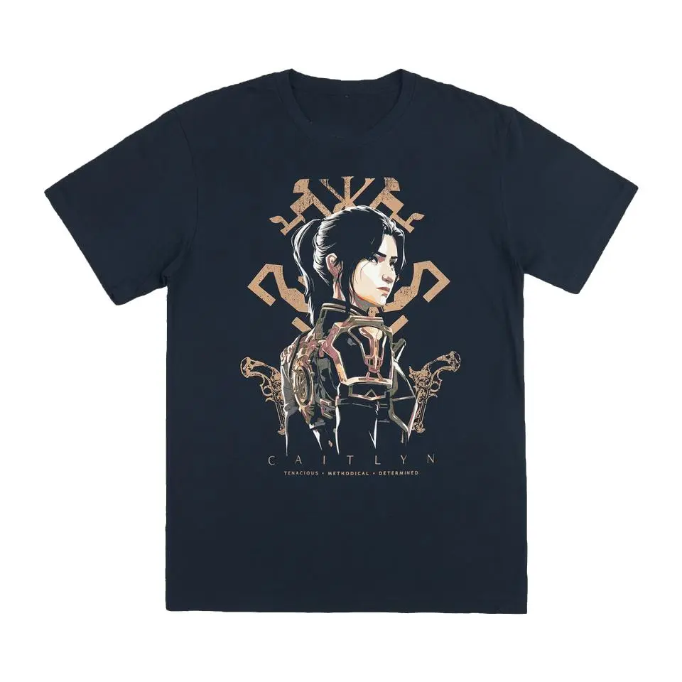 Women's Vintage Graphic Print T-Shirt, Blue Hair Character Cotton Top with Short Sleeves for Gamers