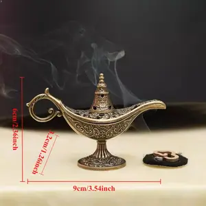 Magic Lamp Aroma Diffuser, Exquisite Metal Alloy Floral Design, Battery-Free, No Power Needed, Home Decor, Coffee Table Centerpiece, High-End Light Luxury Atmosphere Ornament