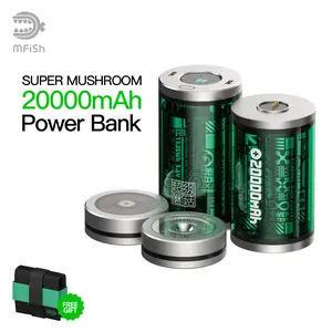 MFish Super Mushroom 20000mAh USB-C High-Speed Power Bank with Wireless Charging & Flashlight Adapter for iPhone 16/15, Samsung, iPad,Laptops and More