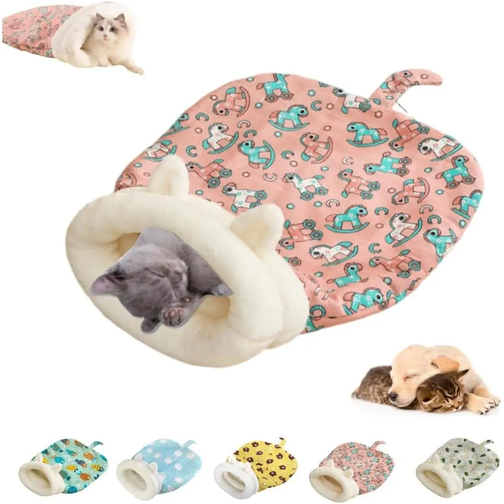 Cat Tunnel Sleep Bag Bed Cozy Self Warming Cat Sleeping Bag for Indoor Cats 360° Wrap Cat Hideaways Pet Snuggle Sack for Sleeping Relax Play